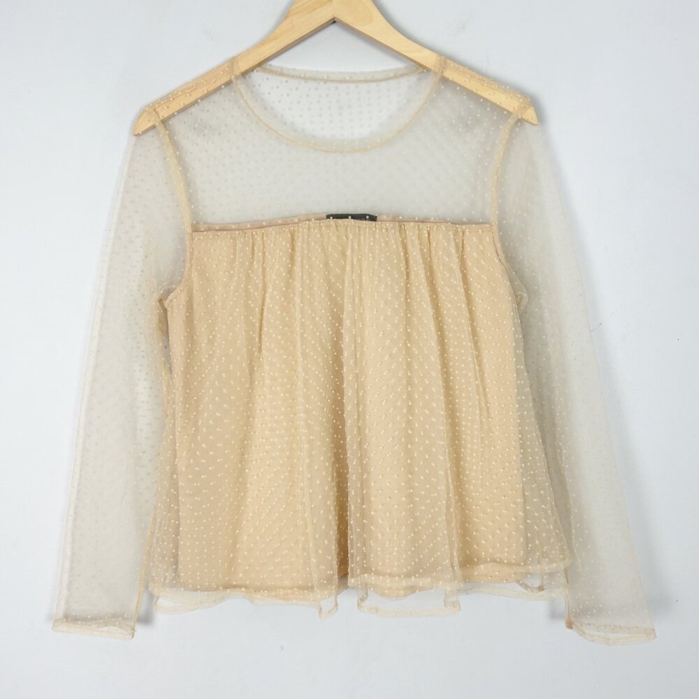 Banana Republic Sheer Mesh Swing Top Boho Fairy Size Small Women's
